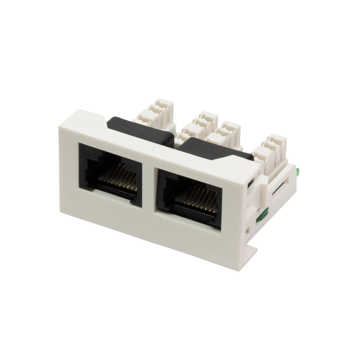 22.5x45 Mosaic insert with 2xRJ45 Cat.6 sockets, white